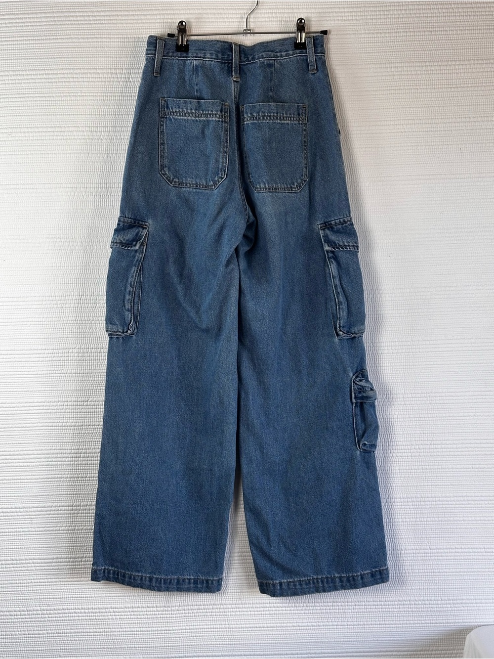 Universal Thread Wide Leg Cargo Jeans Women’s Size 2R Blue Y2K Utility Skater - Picture 12 of 13